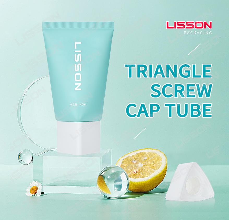 Tubo cosmético de plástico triangular