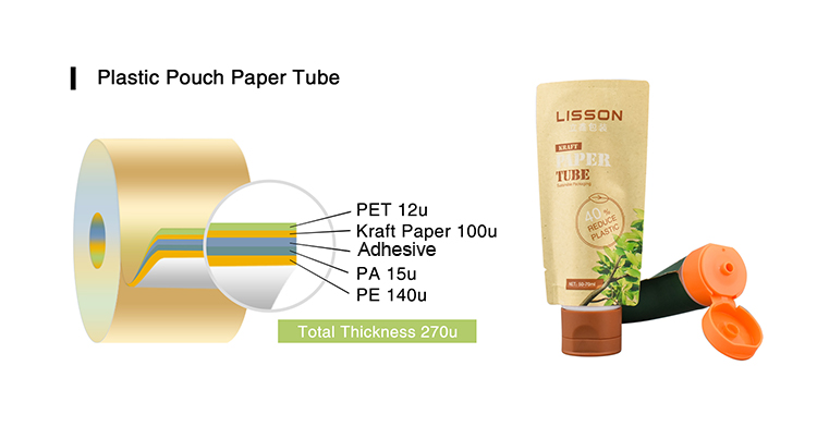 Tubo de papel cosmético biodegradable