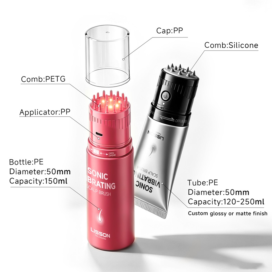 Scalp Care Tube/Bottle with Sonic Vibrating Brush