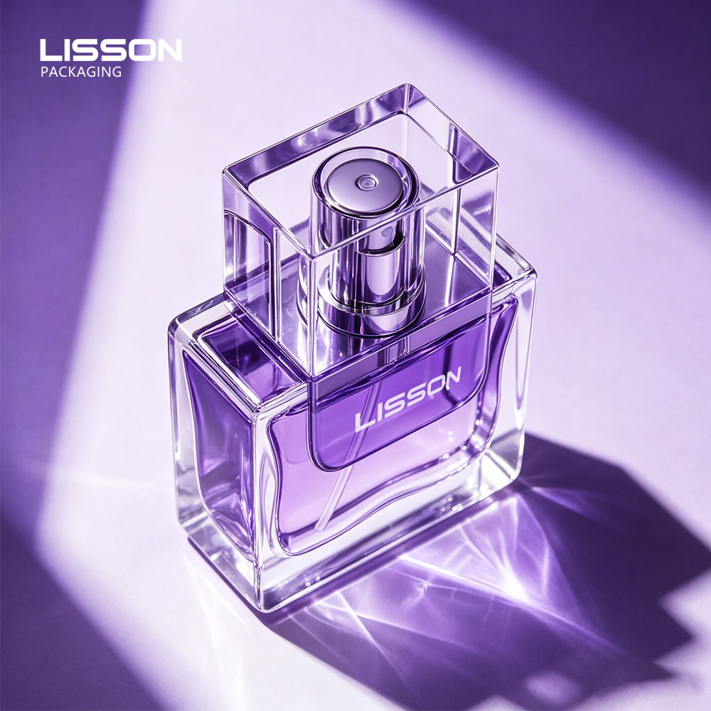 purple gradient glass perfume bottl