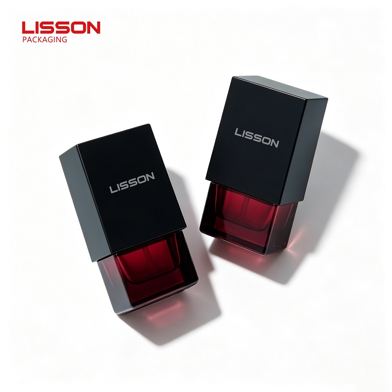 Square Glass Foundation Bottle with Black Cap