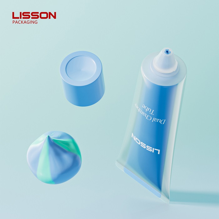 Dual Chamber Cosmetic Tube with 4-Hole Tube Outlet