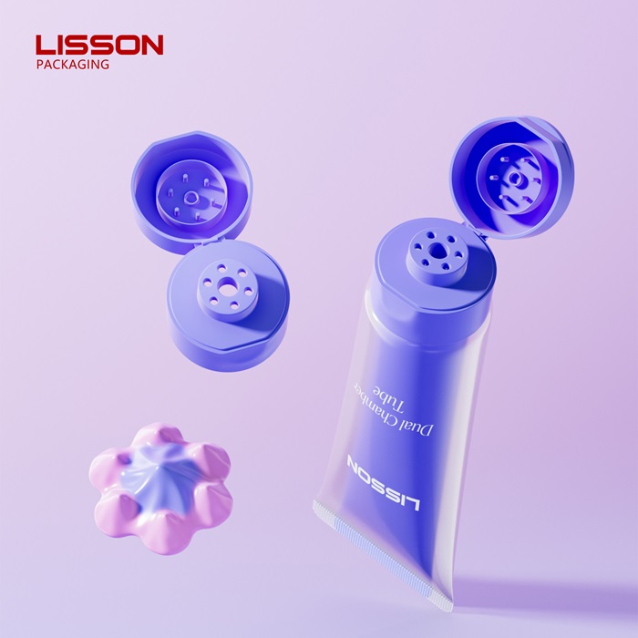 Dual Chamber Cosmetic Tube with Flower Shape Outlet