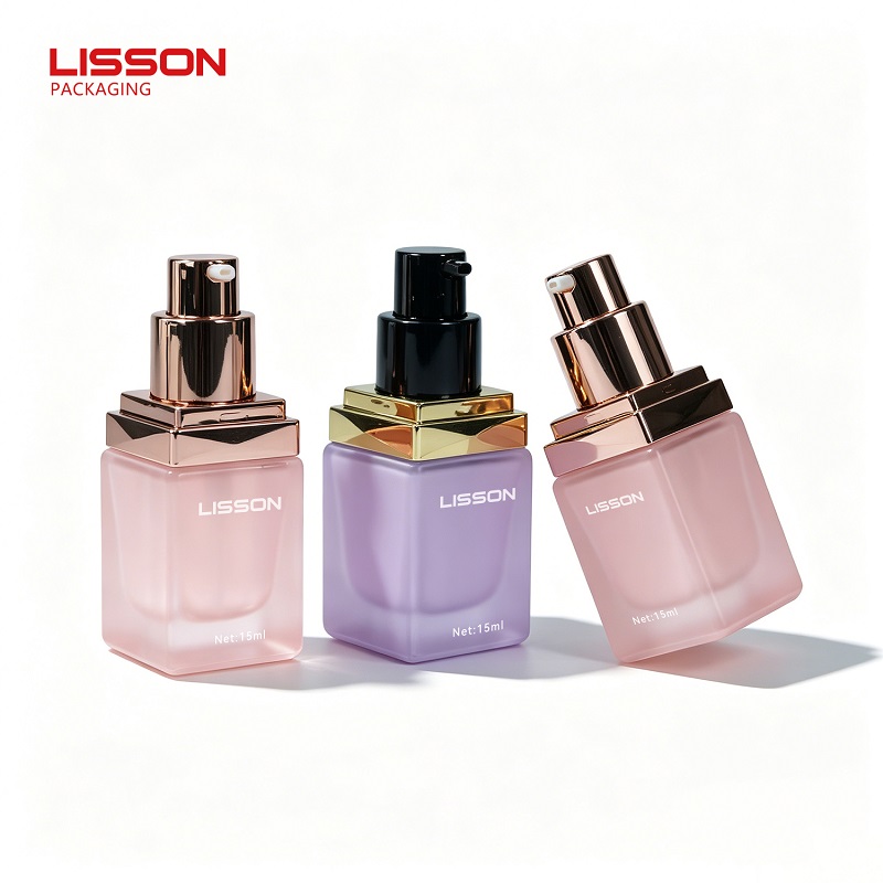 Matte Pink and Purple Coated 15ml Glass Bottles with Diamond Shoulder