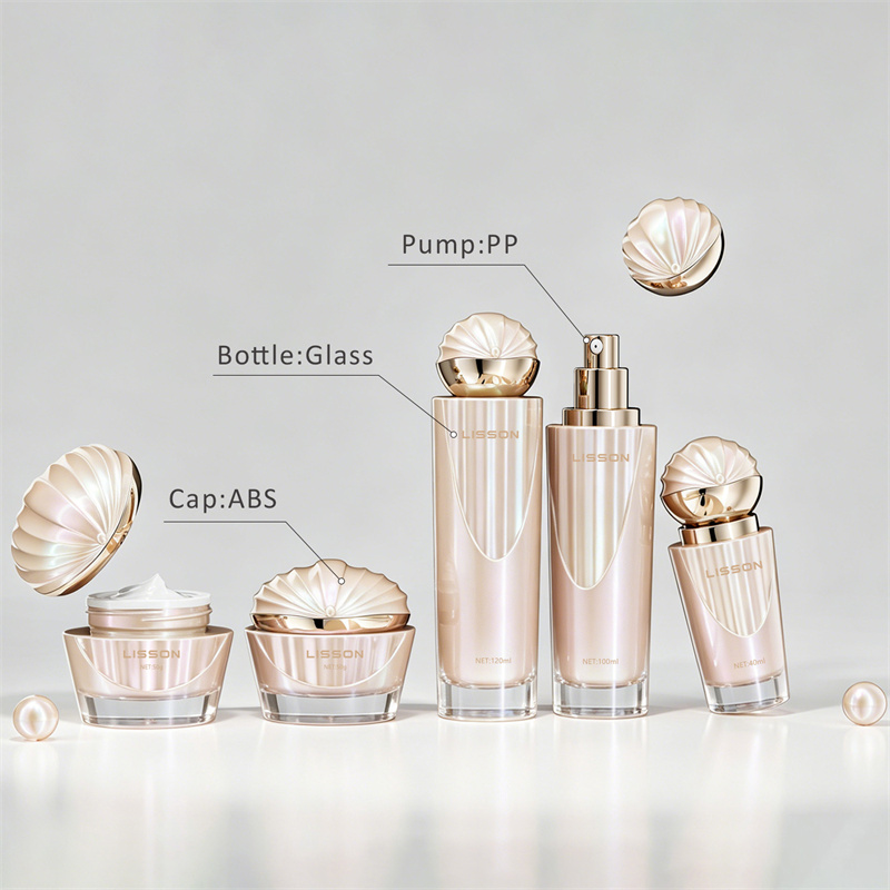  Luxury glass skincare bottle and jar