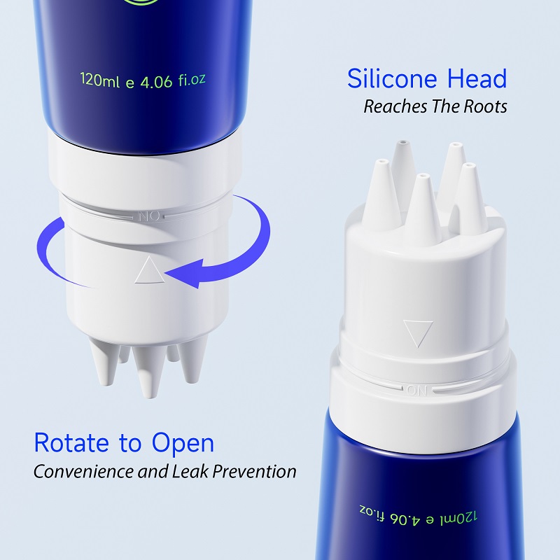 Rotary ON OFF switch-control mechanism on a D40 scalp essence tube