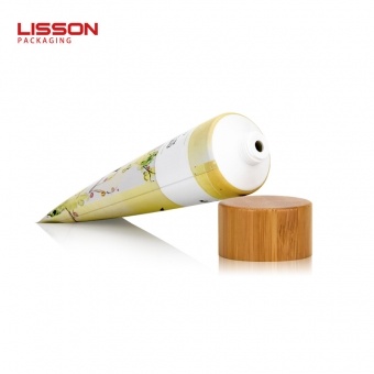 Embalaje de tubo cosmético ecológico de 3.4 oz con tapa de bambú