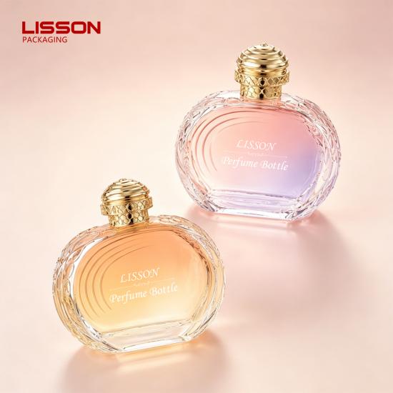 Botella de perfume de vidrio en relieve de estilo rococó de lujo