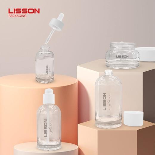 Conjunto de botellas de envases cosméticos de vidrio de lujo