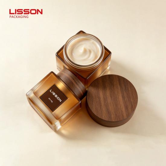 Tarro de crema de vidrio cuadrado personalizado