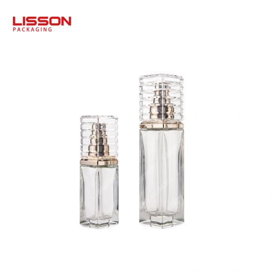 Set de frasco y tarro cosmético de vidrio cuadrado de lujo