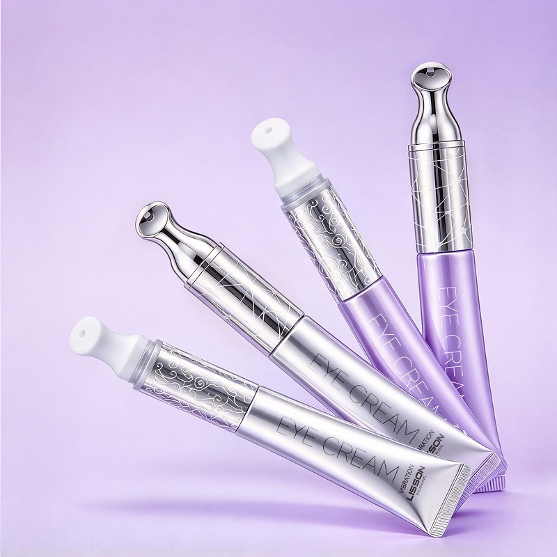 Cosmetic squeeze tube with massager